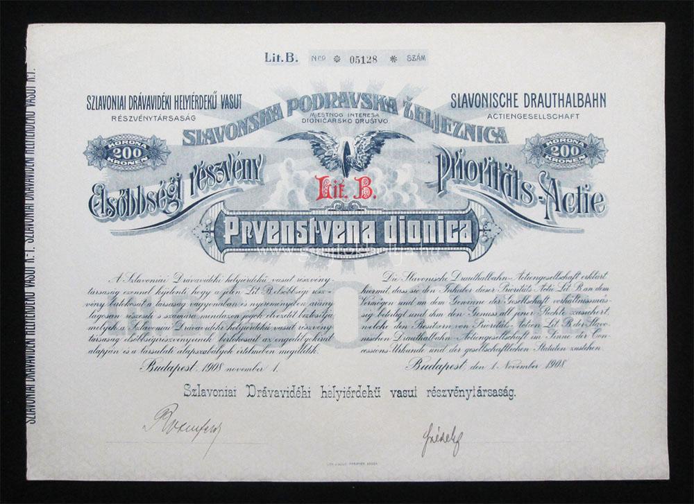 Szlavoniai Drvavidki HV els. rszvny 200 korona 1908 (CRO)